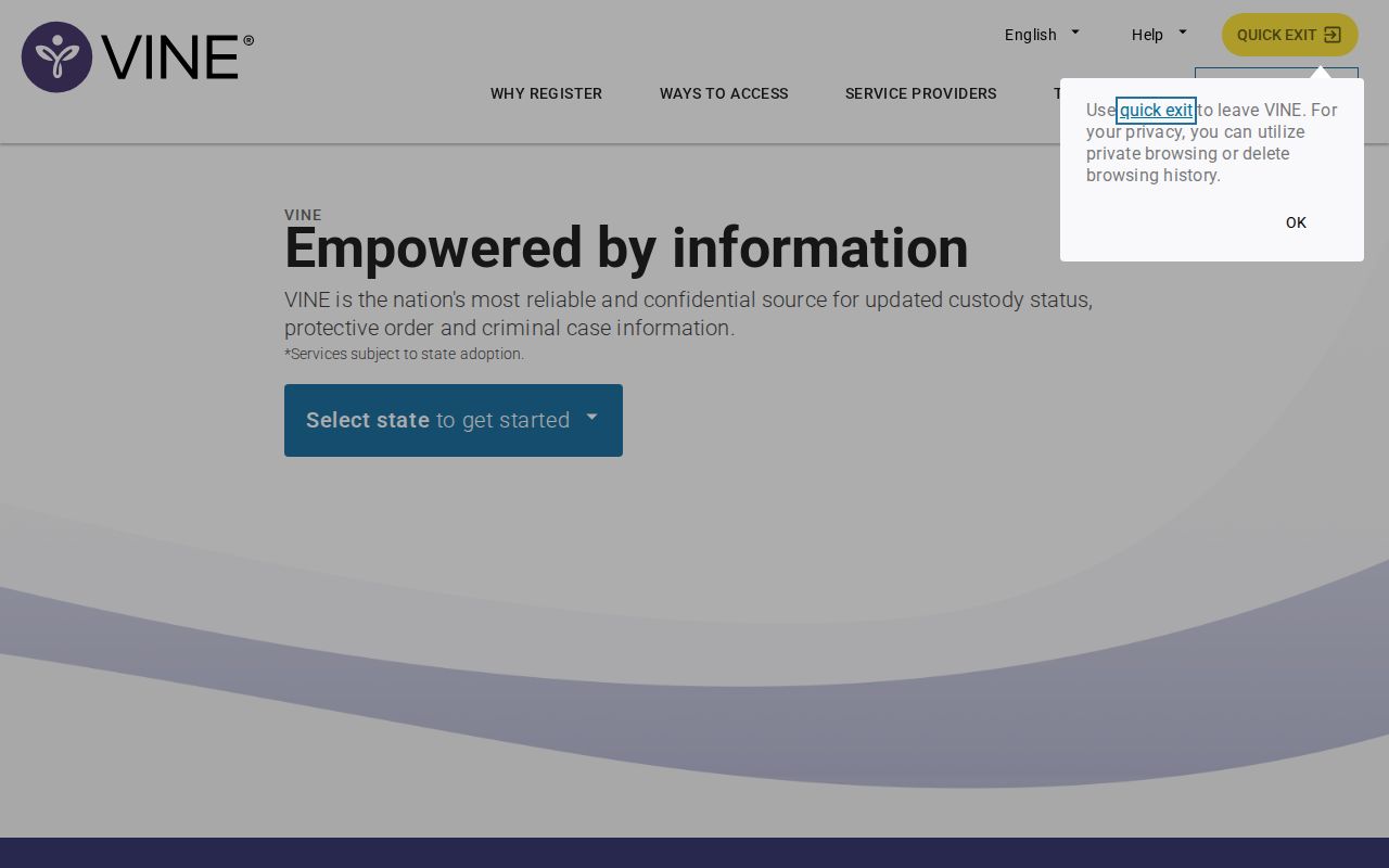 VINELink custody search and notification service for Gasconade County custody changes