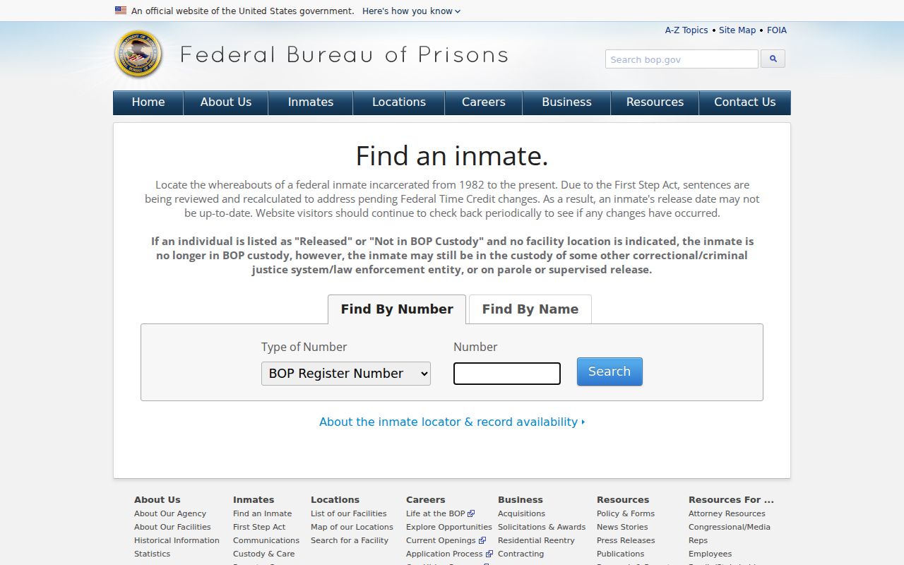 Federal Bureau of Prisons inmate locator for federal custody related to Gasconade County