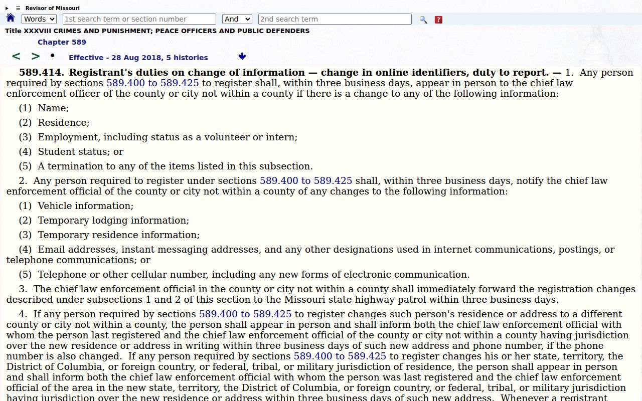 Gasconade County sex offender registry Missouri tier statute