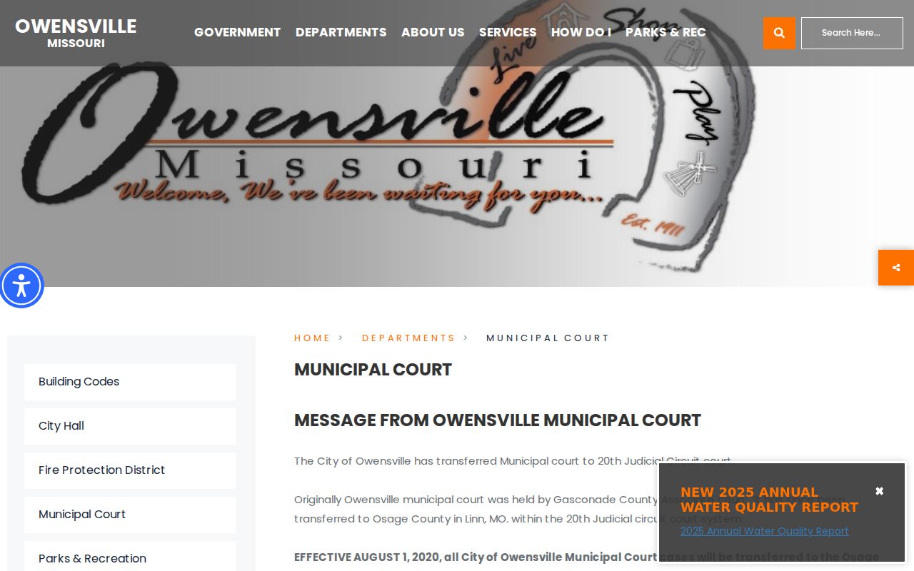Gasconade County criminal records details for transferred Owensville municipal court cases